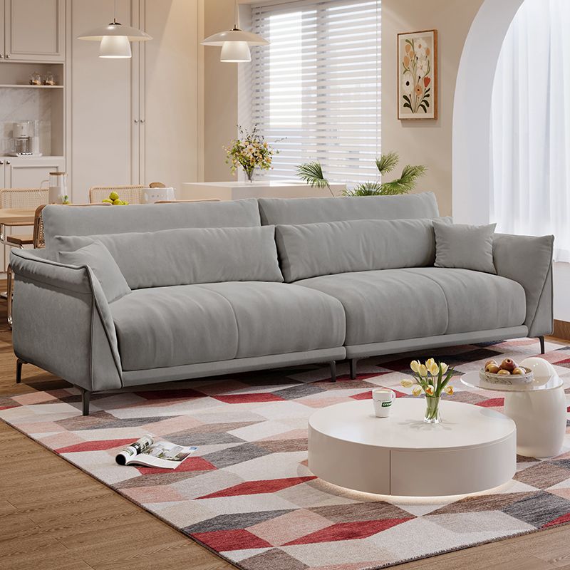 Drawing Room Standard Sofa in Pu Leather/Flannel with Blush/Mocha/Amber Color and Armrest