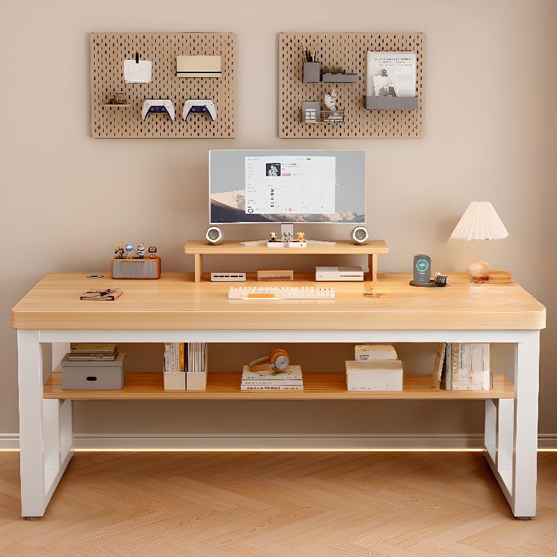 Black/Chalk Rectangular Metal Base Warp Resistant Table with Shelves, Toboggan Base, Cable Management, and Rounded Corners