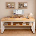 Black/Chalk Rectangular Metal Base Warp Resistant Table with Shelves, Toboggan Base, Cable Management, and Rounded Corners