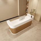 Rectangle Reception Desk with Locker, Hutch, Keyboard Tray, and Manufactured Wood Top