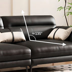 Midnight Black Standard Sofa with Armrest and 3 Pillows for Drawing Room