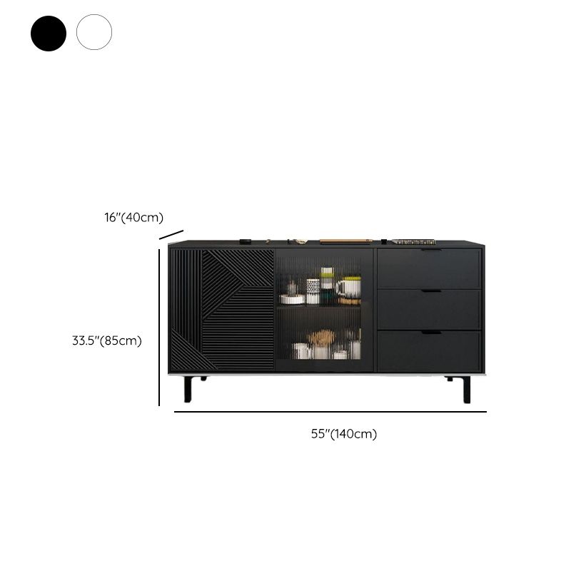 Art Deco Sideboard with 3 Drawers, Standard/Narrow Lumber Countertop, Sliding Doors, and Flexible Shelf