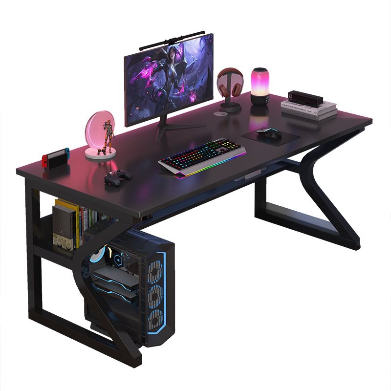 Minimalist Gaming Computer Desk with Rust Resistant Sled Base, Exterior Shelf, Wire Management, and Engineered Wood Top
