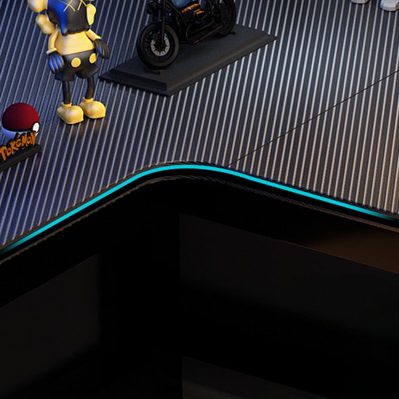 Minimalist L-Shape Gaming Computer Desk with Trestle Base, Independent Structure, Wire Management, and Manufactured Wood Top