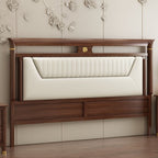 Trendy Panel Headboard in Natural Wood with No Distressing, Rectangle Shape for King/Queen/Full Bed, Featuring Sponge Upholstery and Standard Height