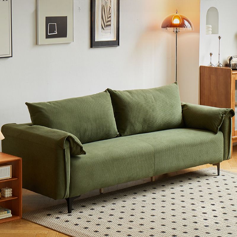 Contemporary Modern Solid Color Scratch-durable Loveseat in Midnight Black/Light Brown/Off-White, 2-seater with 1 Pillow