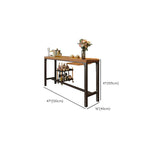 Simplistic Pub Table with Composite Wood Top and Trestle Base in Natural Finish, Rectangle Shape with Foot Pedestal