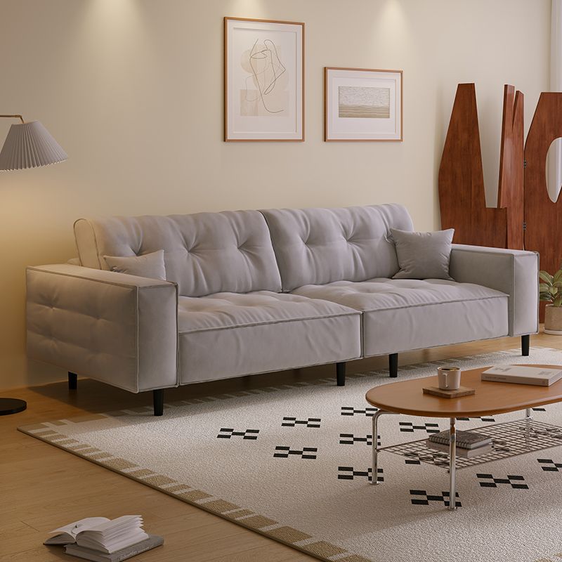 Drawing Room Standard Sofa with Flannel Upholstery in Light Gray/Rose/Navy Blue and Armrest