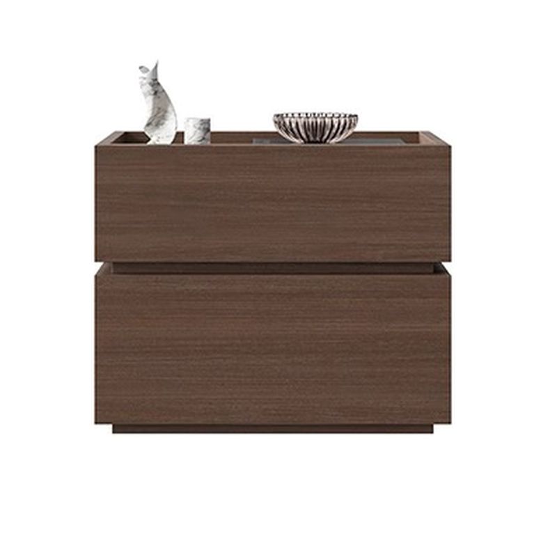 Modish Nightstand With Drawer Organization, 2 Drawers, and Lumber Countertop