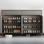 Engineered Wood 5 Tiers Shoe Stack with Shelf, Drawers, Unattached Gate, and Closed Back