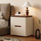 Ivory Modish Nightstand With Drawer Organization Featuring Laminate Countertop