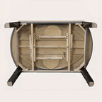 Simplistic Circular-shaped Dining Table with Slate Top and Fold-away Leaf