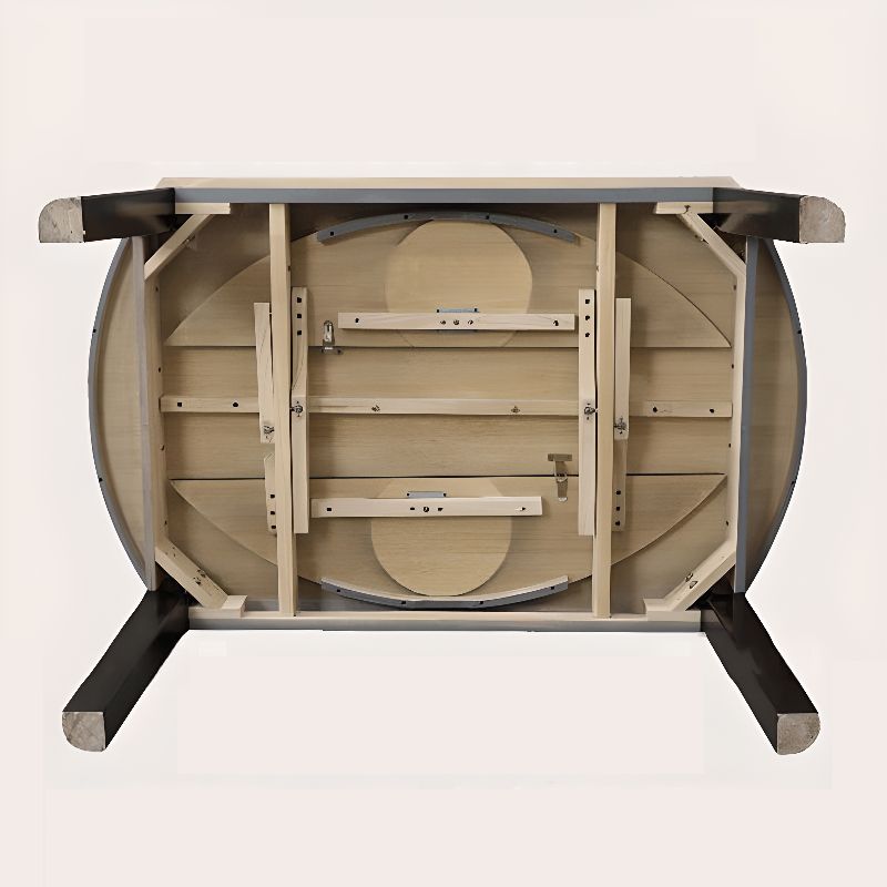 Simplistic Circular-shaped Dining Table with Slate Top and Fold-away Leaf