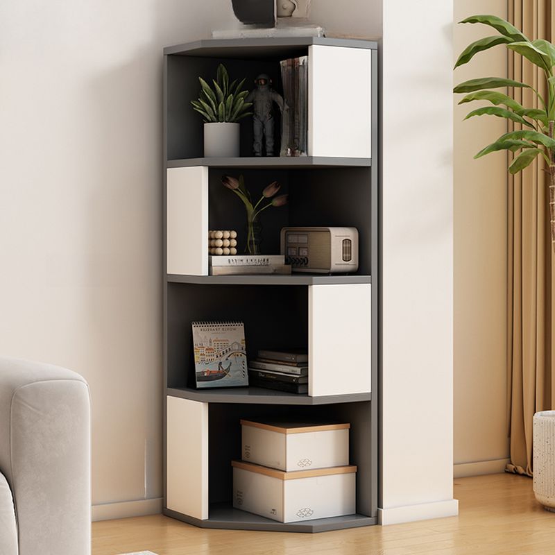 Modern Simple Style Nook Decorative Cabinet with 7/6/5 Exterior Shelves, Laminate Countertop in Light Gray/Chalk/Sand