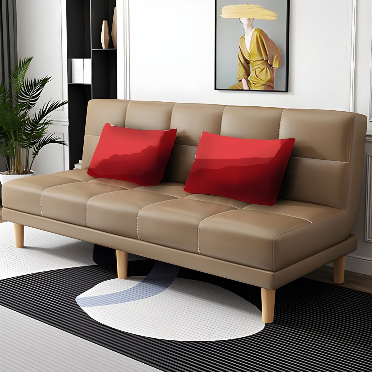 Contemporary Armless Standard Sofa Bed Dual Purpose Sofa for Living Room