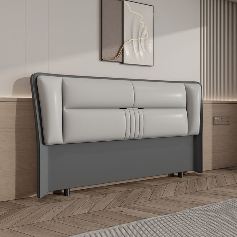 Trendy Wingback Headboard with No Distressing in Natural Wood, Rectangle Shape for Full/Queen Bed with Sponge Upholstery and Standard Height