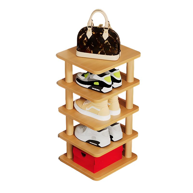 Art Deco Composite Wood Rectangle Shoe Rack, Floor Mounted for 1-20 Pairs in Drawing Room