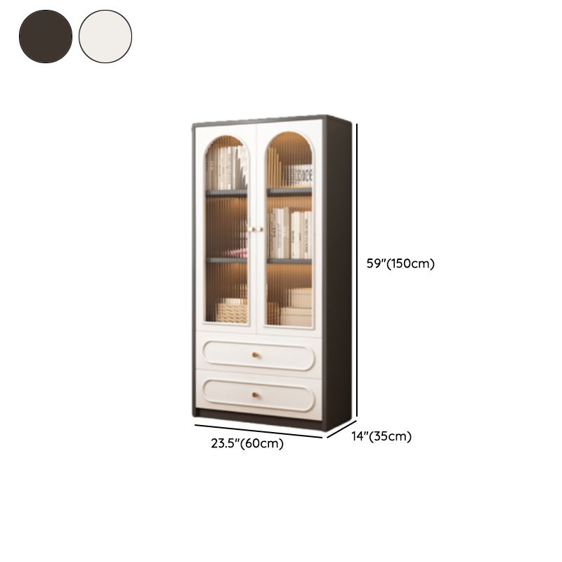 Detached Scratch-immune Accent Cabinet with Glazed Door, Adjustable Shelf, Cabinet Knobs, Soft Close Drawer, and Stain Resistant Finish