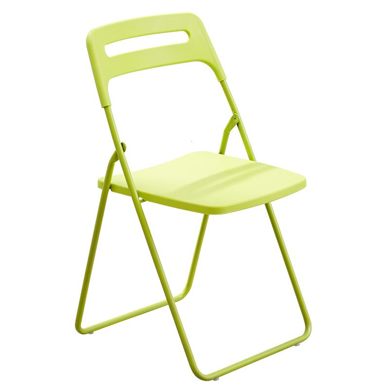 Contemporary Solid Color Side Chair with Ventilated Back, Compact Foldable Metal Frame, Linoleum Compatible