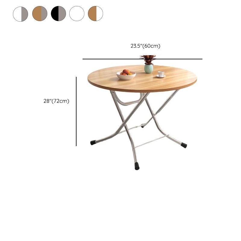 Silver Veneer Dining Table with Crossed Legs, Foldable Square Top for 2-seater, Scratch Resistant