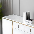 Art Deco Sideboard with 2 Drawers, Narrow/Standard Size, 3 Shelves, Sintered Stone Countertop, 4/3 Doors, Self-supporting