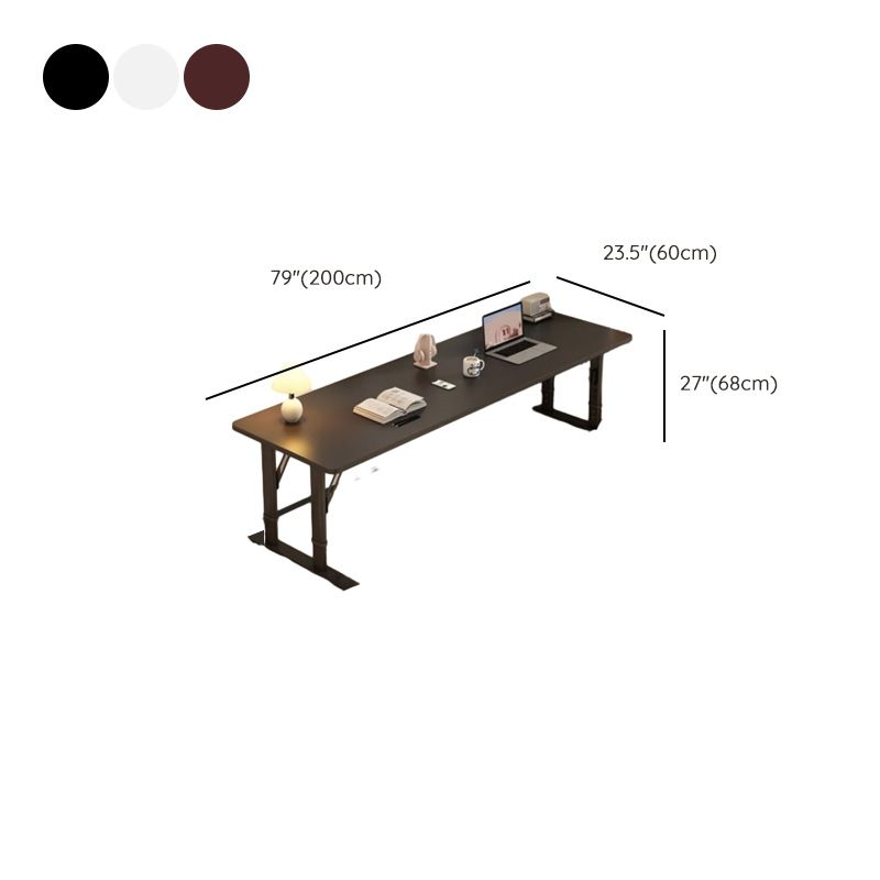 Adjustable Height Crack Resistant Toboggan Base Table with Manual Height Adjustment in Ink/Chalk/Brown, Self-Supporting with Wheels/Casters and Lockable Brakes