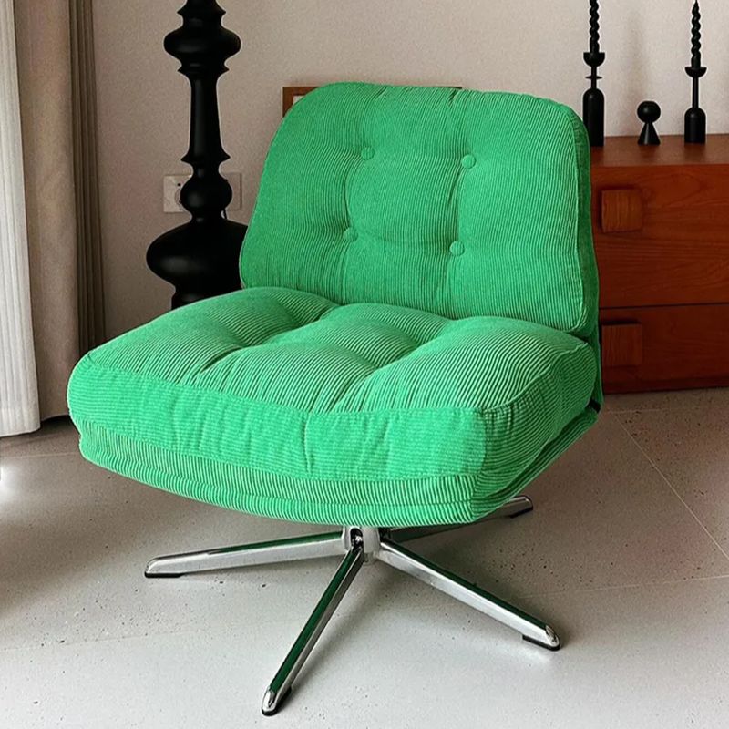 Solid Color Side Chair with Sewn Pillow Back in Blue/Light Brown/Citrus Color, Rotatable with Nailhead Border and Decorative-stitched Tufting