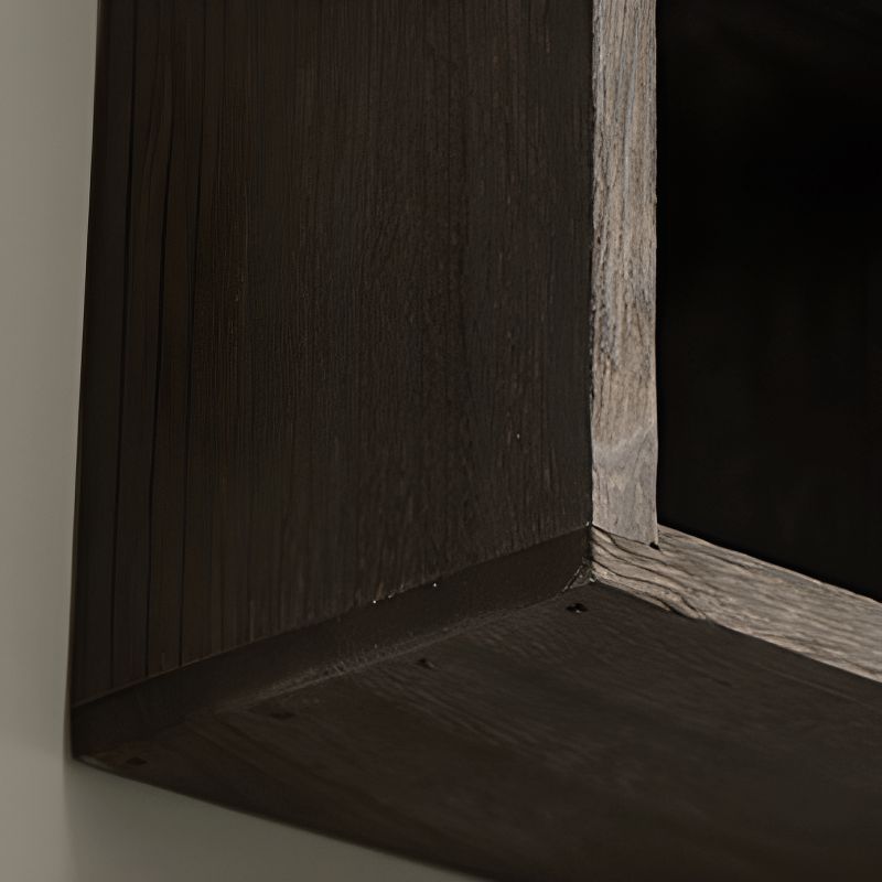 Pecan Floating Mount Accent Cabinet with Visible Storage, Wall Cabinet, and Fitted Assembly