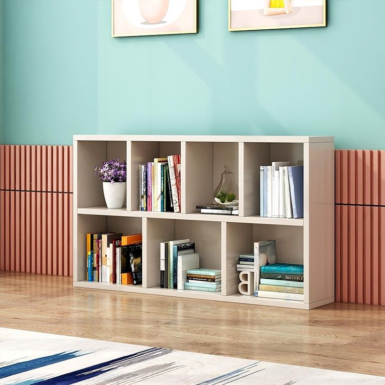 Modern Horizontal/Vertical Cubes Storage in Wood with Closed Back and 3-Shelf/4 Shelves