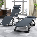 Solid Color/Striped Arm Recliner in Midnight Black/Light Gray, Space-saving, Alloy Frame, Standard Base, Locking Back Angle, and Removable Back