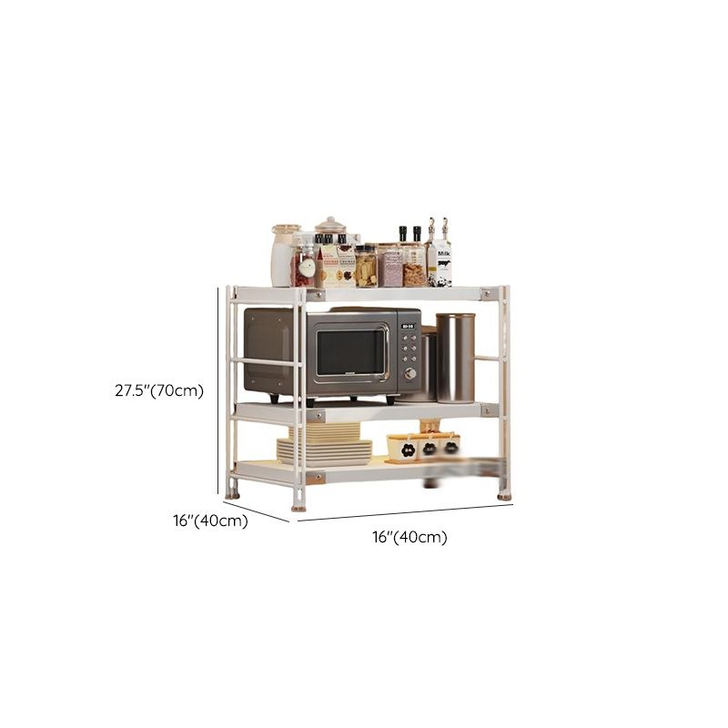 White Contemporary Standard Baker's Rack with Wire Frame and Manufactured Wood Shelves for Kitchen Appliance Storage