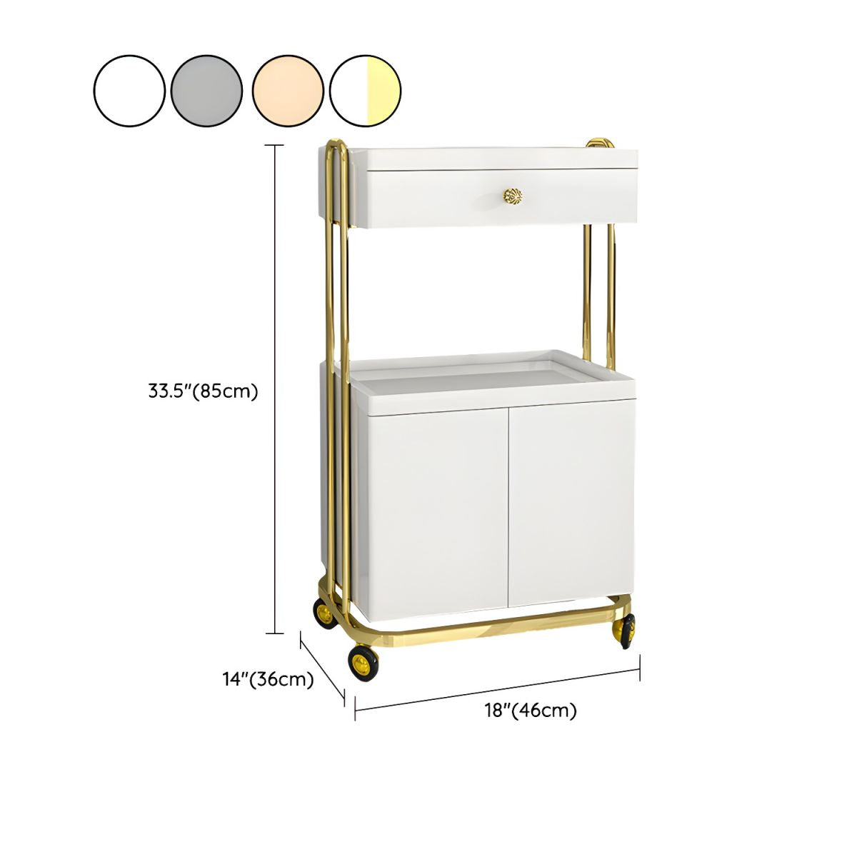 Three-story Utility Carts Rust-proof and Fade Resistant with Drawer and Casters