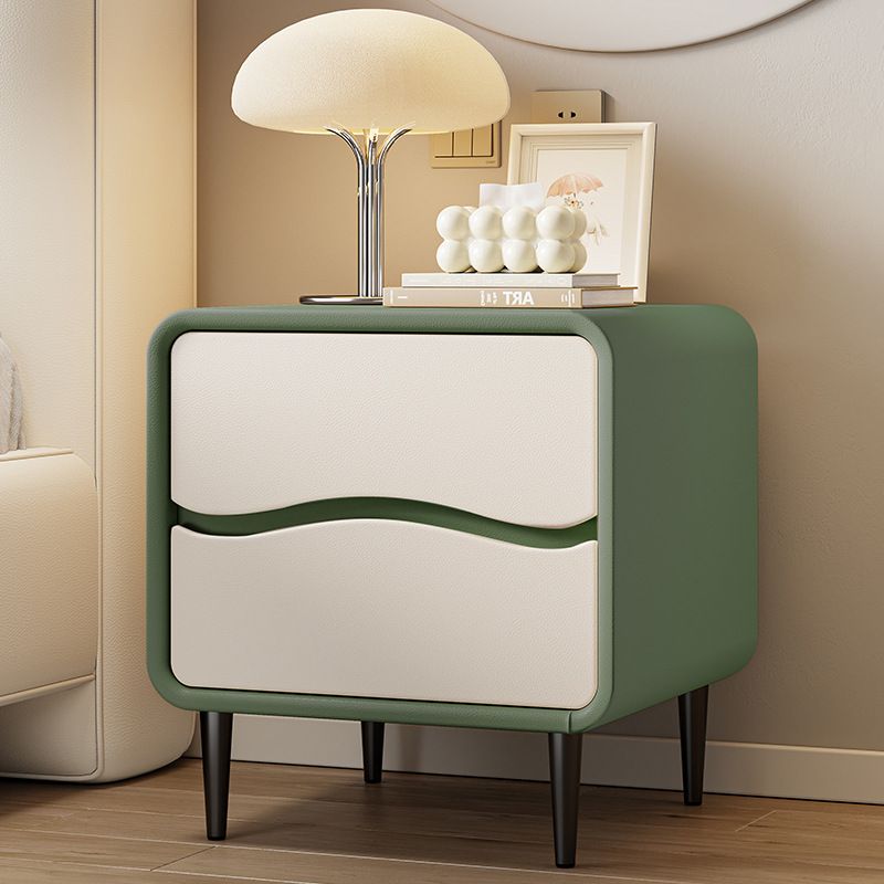 Modish 2 Tiers Nightstand With Drawer Organization and Pleather Countertop