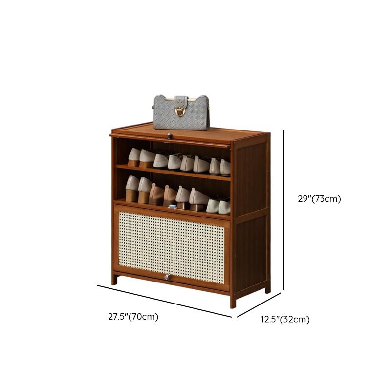 Tan Bamboo 9 Tiers/7 Tiers/5 Tiers Storage for Shoes with Dustproof Cover