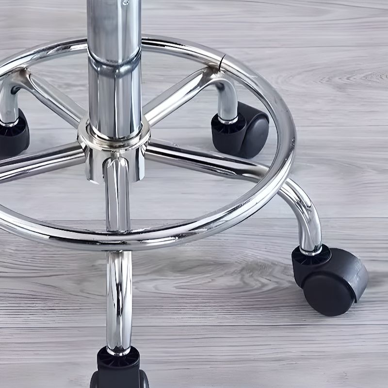 Casual Adaptable Height Mid-Back Rotatable Task Stool with Wheels & Steel Frame with Footring