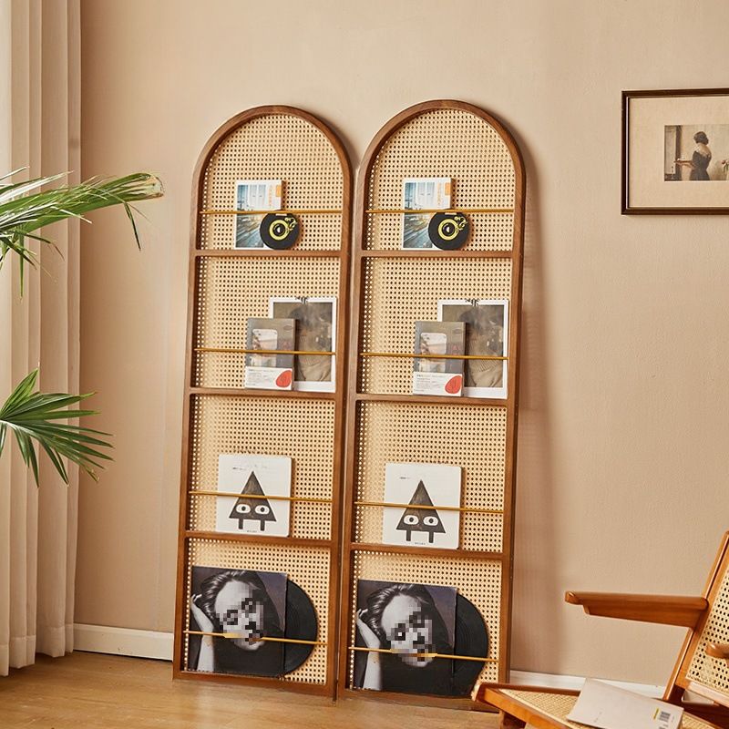 Indoor Translucent Collapsible Room Screen with Shelf, Cane, and Freestanding