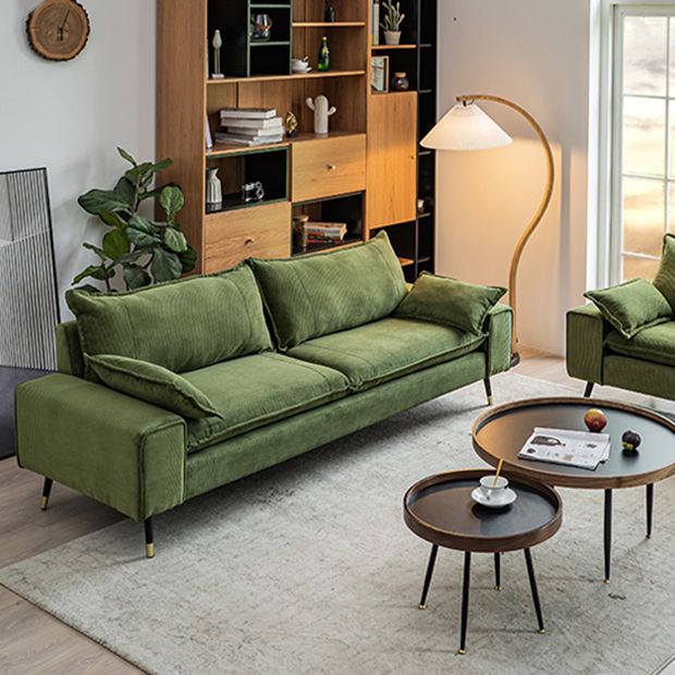 Modern Olive Green/Ink/Lemon Color Solid Color Leather/Corduroy Sofa Couch for Seats 4/Seats 3/Seats 2