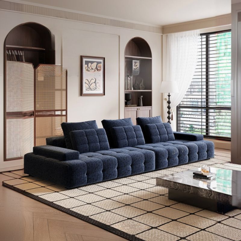 Modish Solid Color Stain Resistant Standard Sofa in Dark Blue for 4-seater/5 Person/for 6