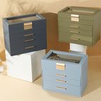 Modern & Contemporary Artificial Leather Solid Color Jewelry Armoire with Drawers