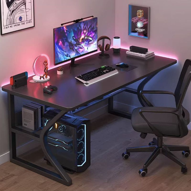Minimalist Gaming Computer Desk with Rust Resistant Sled Base, Exterior Shelf, Wire Management, and Manufactured Wood Top
