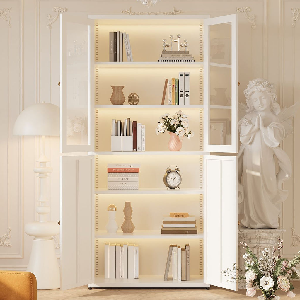 Steel Vertical Organizing Shelf with 2 Cabinets and 6-Shelf Closed Back