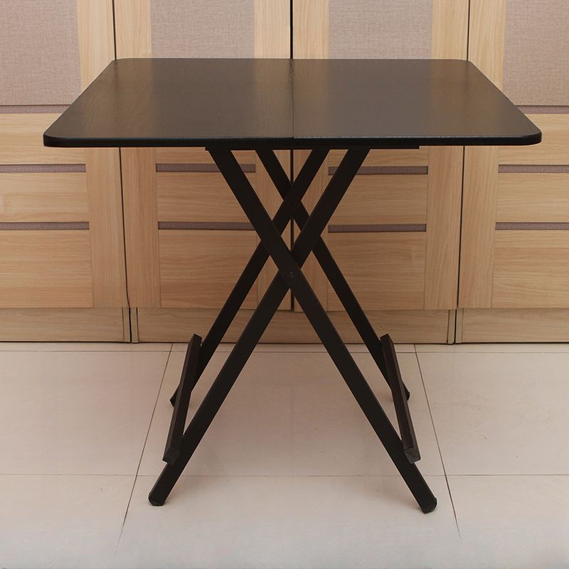 Panel Wood Dining Table with Crossed Legs, No Extra Durability, Foldable Square Top for 2-seater