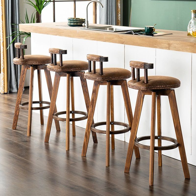 Casual Soft Seating/Rawhide Bar Stools in White/Lemon Color/Cognac with Back, Turned Swivel, Round Top, and Leg Rest