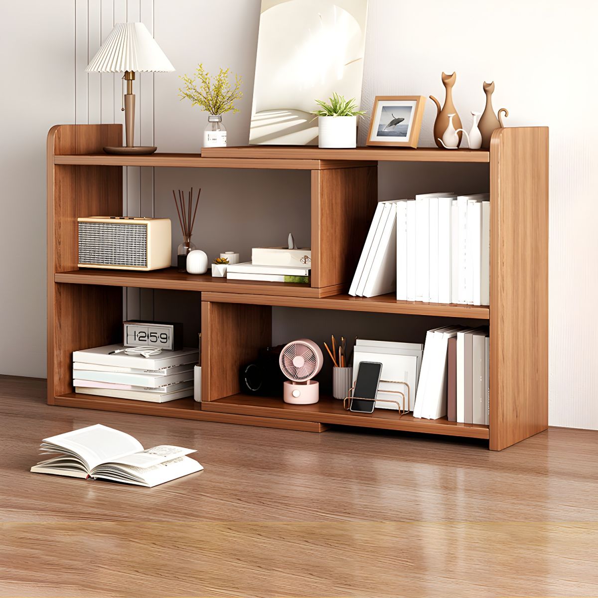 Modern Versatile Wood Bookcase for Easy Assembly and Space Efficiency
