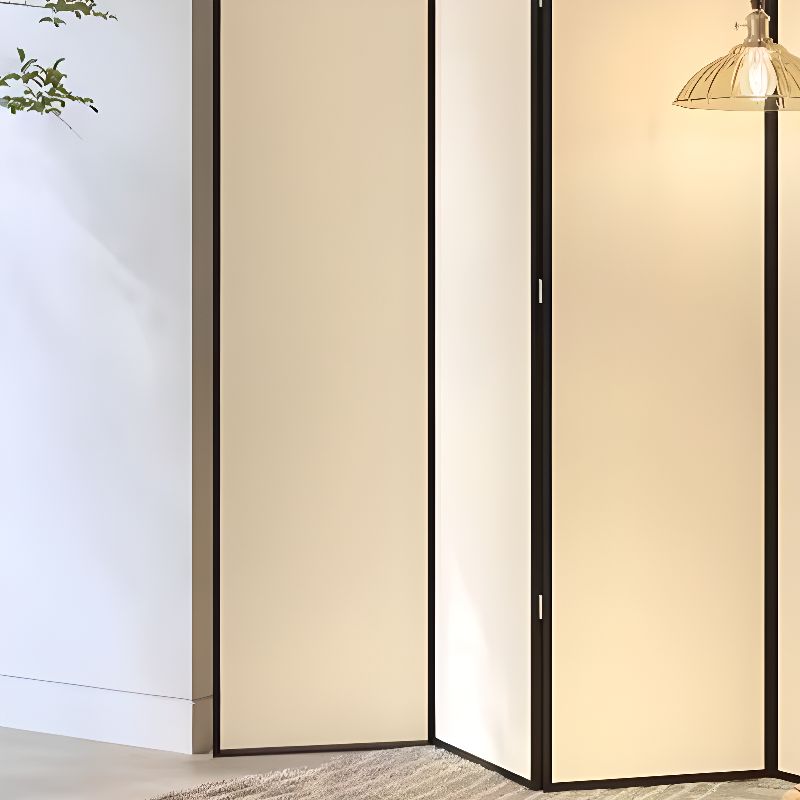 Minimalist Beige Screen Divider with Opaque Light Filtration, Fold-up Natural Wood Frame, and Independent Design