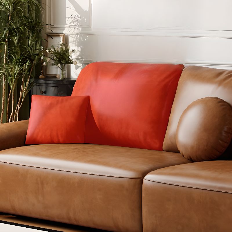 Modish Solid Color Stain Resistant Standard Sofa in Black/Sage/Auburn, Available as 3-seater/4-seater with 3 Pillows