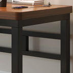 Black/Chalk Rectangular Metal Table with Cable Management, Crack Resistant Twin Support Base, and Rounded Corners
