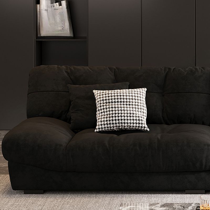 Modish Solid Color Water Resistant/Scratch-durable Standard Sofa/Loveseat in Black for 4-seater/5 Person/for 6 with 4 Pillows