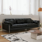 Drawing Room Standard Sofa in Midnight Black/Light Gray/Off-White with Armrest and 3 Pillows