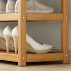 Art Deco Bambusa Rectangle Shoe Rack with Nature Finish, Featuring 4/3/5 Shelves for 21-30/11-20/1-10 Pairs in Drawing Room